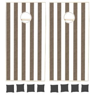 Cornhole Set Brown & White Stripe