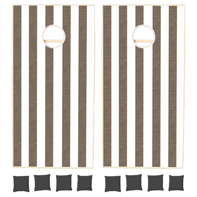 Cornhole Set Brown & White Stripe (Set)