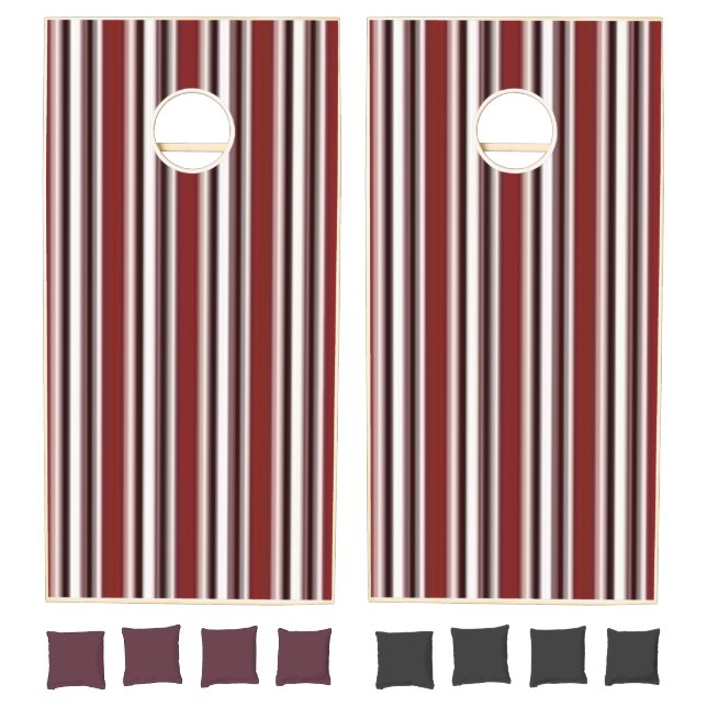 Cornhole Set Burgundy & White Black Stripe (Set)