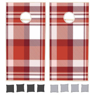 Cornhole Set Burgundy White Plaid