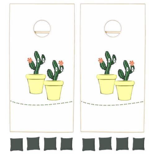 Cornhole Set Cactus Yellow Flower Pot