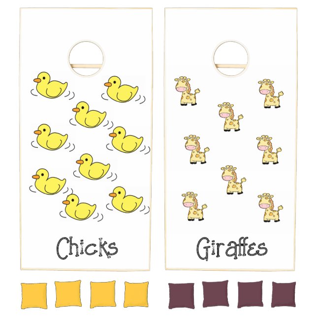 Cornhole Set Chicks versus Giraffes  (Set)