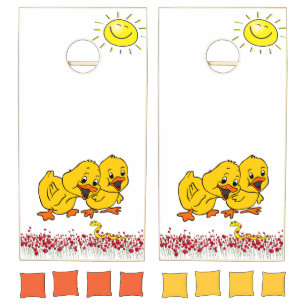 Cornhole Set Chicks Yellow Floral Snake