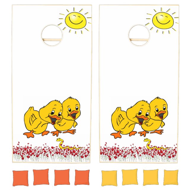 Cornhole Set Chicks Yellow Floral Snake (Set)