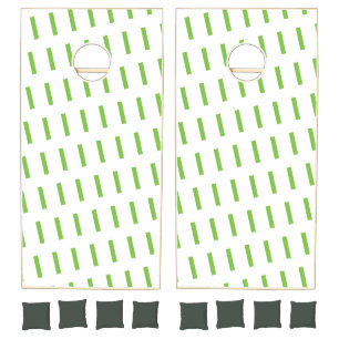 Cornhole Set Circular Green White Stripe