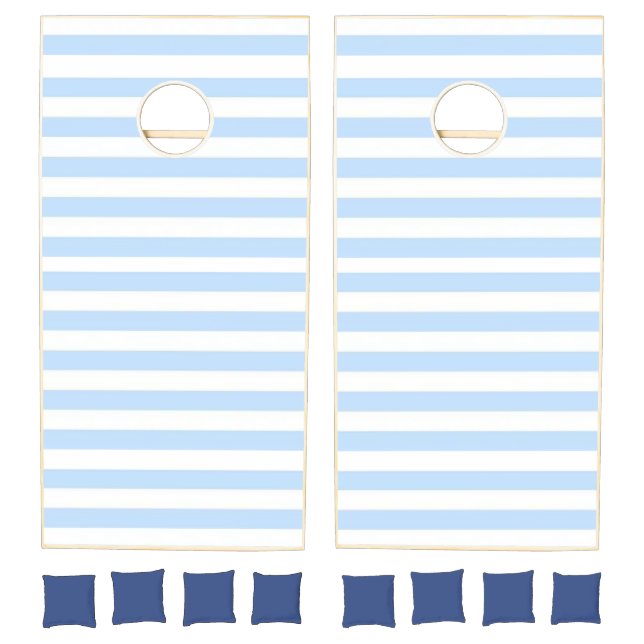 Cornhole Set Classic Baby Blue & White Stripe (Set)