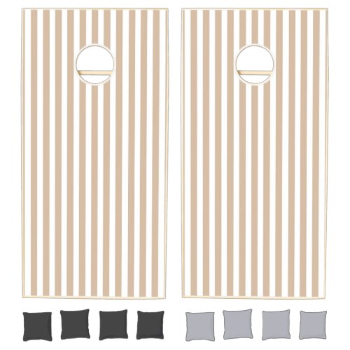 Cornhole Set Classic Beige & White Stripe