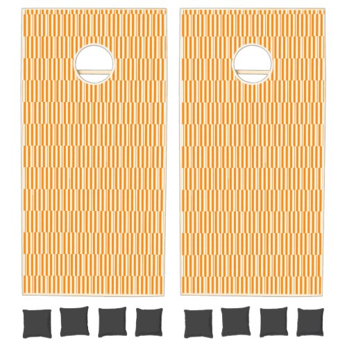Cornhole Set Classic Orange & White Stripe Square