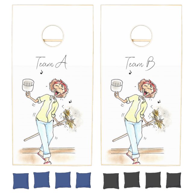 Cornhole Set Cleaning Lady (Set)