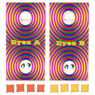 Cornhole Set Colorful Stripes Circular Eyes