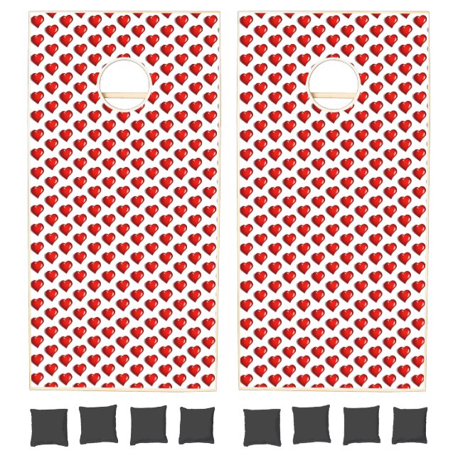 Cornhole Set Cute Love Red Hearts  (Set)