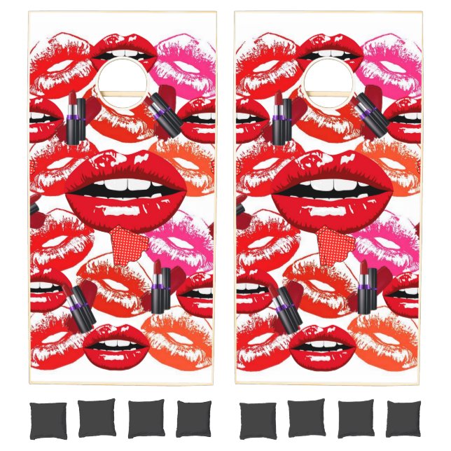 Cornhole Set Cute Red & Pink Lipstick Cosmetics  (Set)