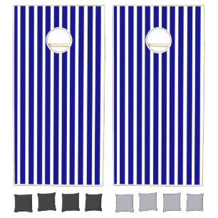 Cornhole Set Dark Vivid Blue & White Stripe