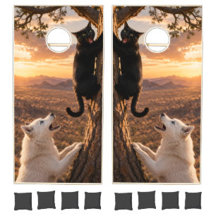 Cornhole Set Dog Chasing Cat Up the tree!