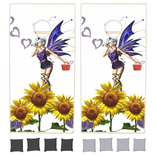 Cornhole Set Fairy Sunflower Floral