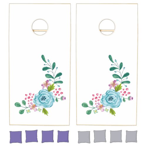 Cornhole Set Floral Flowers Pastel
