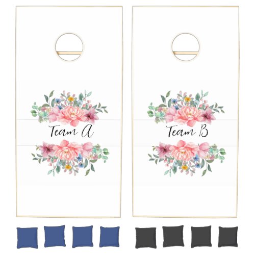 Cornhole Set Floral Pastel 