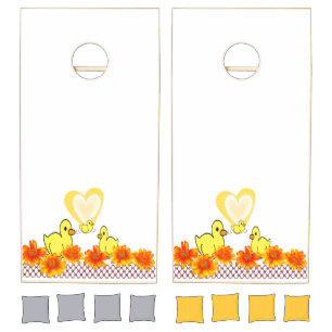 Cornhole Set Floral Yellow Ducks