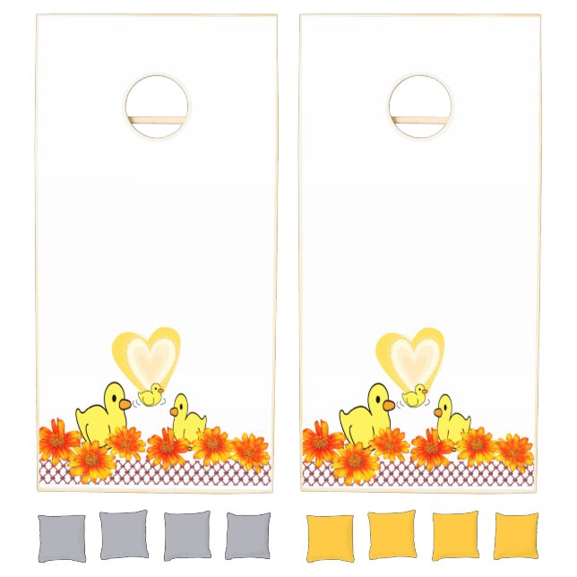 Cornhole Set Floral Yellow Ducks (Set)