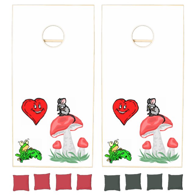 Cornhole Set Frog Mouse Mice Hearts Love  (Set)