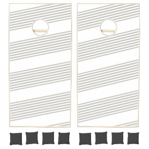 Cornhole Set Gray & White Stripe