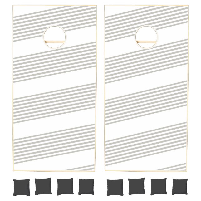 Cornhole Set Gray & White Stripe (Set)