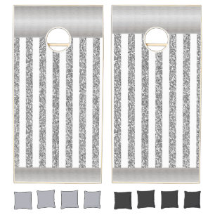 Cornhole Set Gray & White Stripe