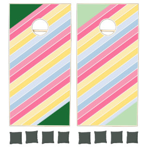 Cornhole Set Green & Baby Green Pastel Stripe
