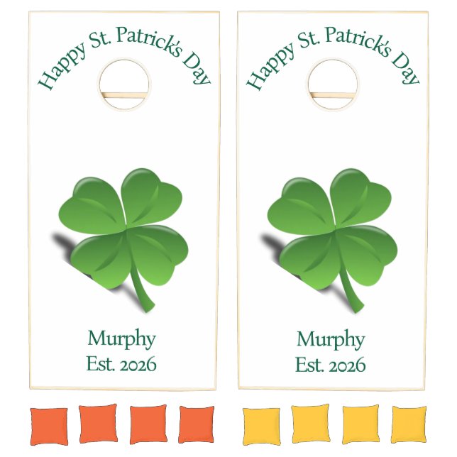 Cornhole Set Green Happy St. Patrick's Day Clover (Set)