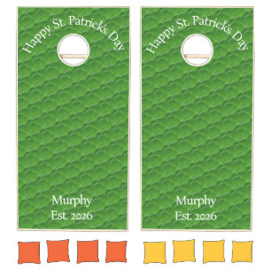 Cornhole Set Green Happy St. Patrick's Day Clover
