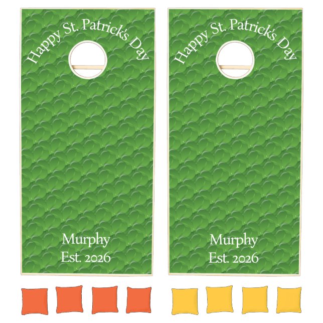 Cornhole Set Green Happy St. Patrick's Day Clover (Set)