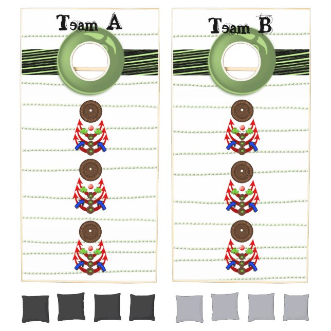 Cornhole Set Green Stripe Arrows (Set)