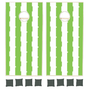 Cornhole Set Green & White Stripe