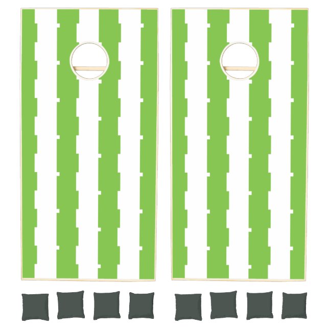 Cornhole Set Green & White Stripe (Set)