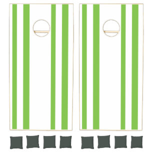 Cornhole Set Green & White Stripe