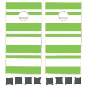 Cornhole Set Green & White Stripe