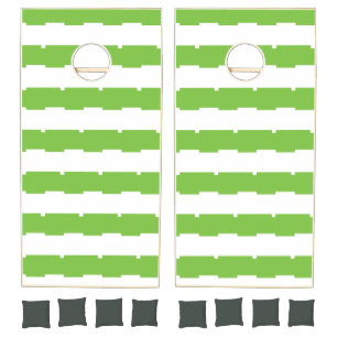 Cornhole Set Green & White Stripe