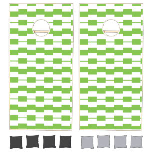 Cornhole Set Green & White Stripe