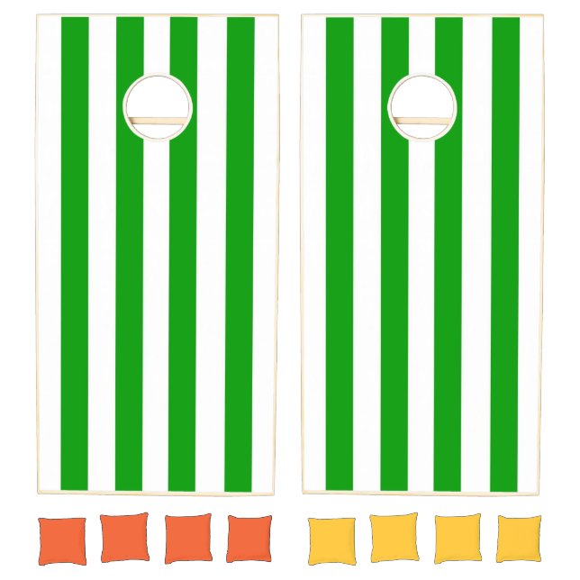 Cornhole Set Green & White Stripe (Set)