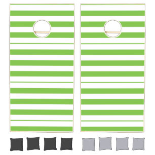 Cornhole Set Green & White Stripe