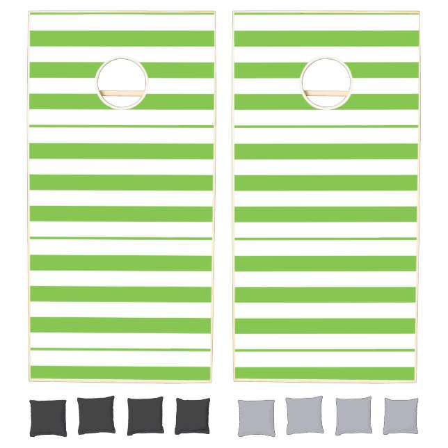 Cornhole Set Green & White Stripe (Set)