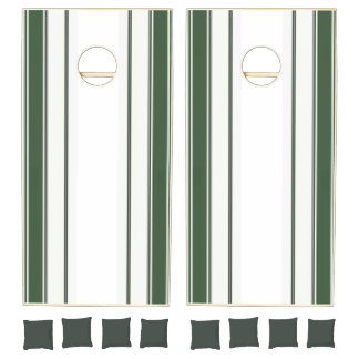 Cornhole Set Green & White Stripe Vertical