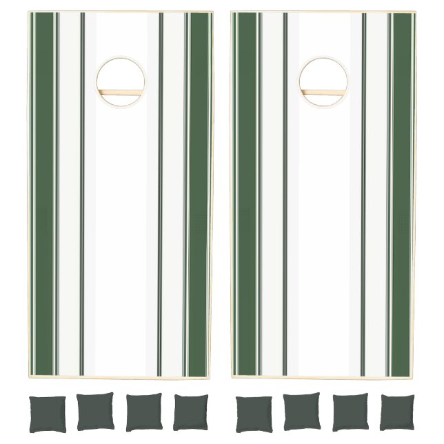 Cornhole Set Green & White Stripe Vertical (Set)