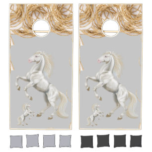 Cornhole Set Grey & White Horse Wildlife