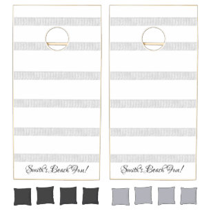 Cornhole Set Grey & White Stripe