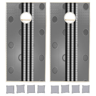 Cornhole Set Grey & White Stripe