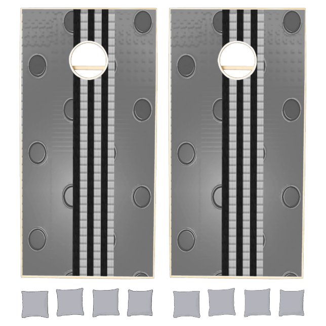 Cornhole Set Grey & White Stripe (Set)