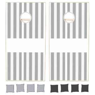 Cornhole Set Grey & White Stripe