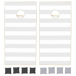 Cornhole Set Grey & White Stripe