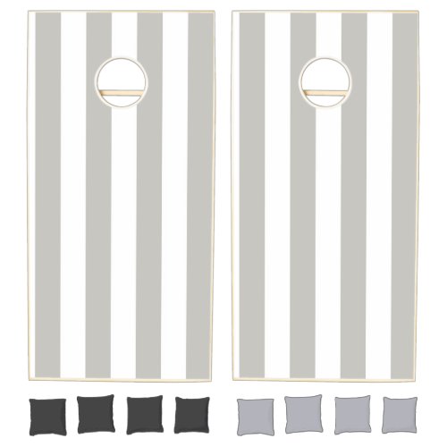 Cornhole Set Grey  White Stripe